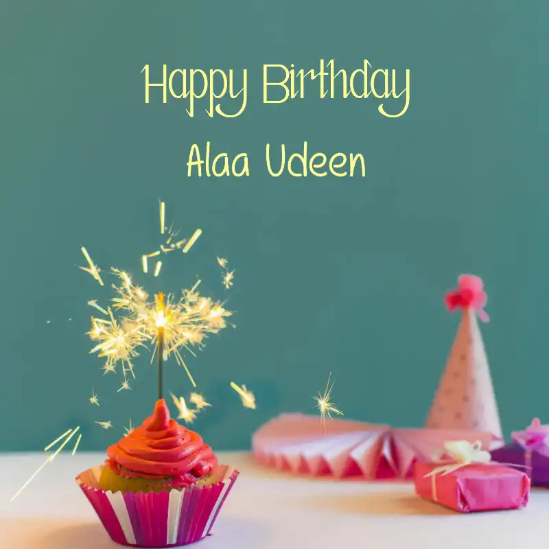 Happy Birthday Alaa Udeen Sparking Cupcake Card